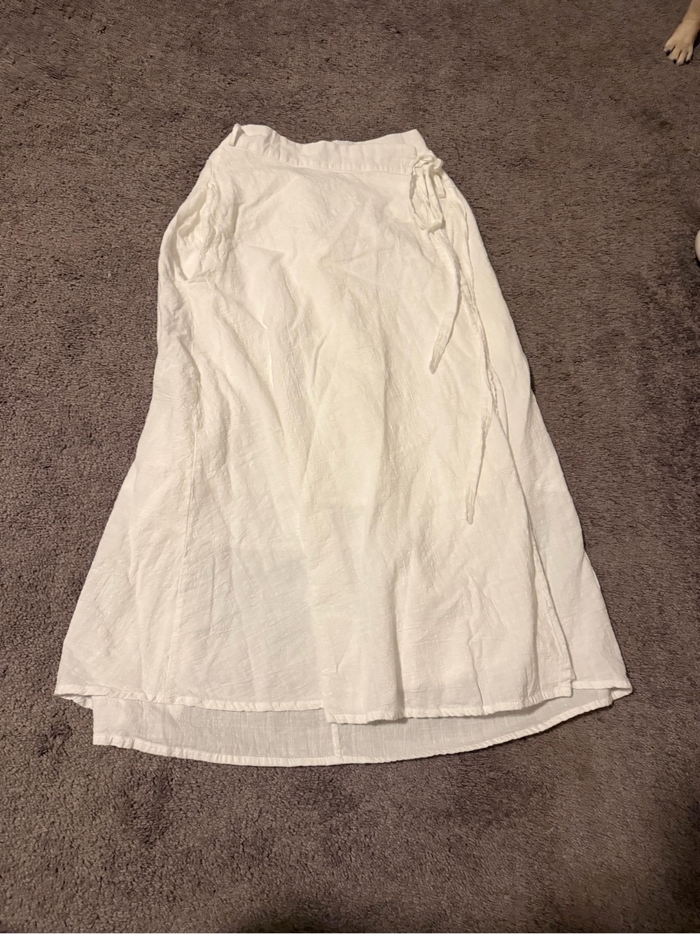 Amazon White Wrap Midi Skirt with Side Tie